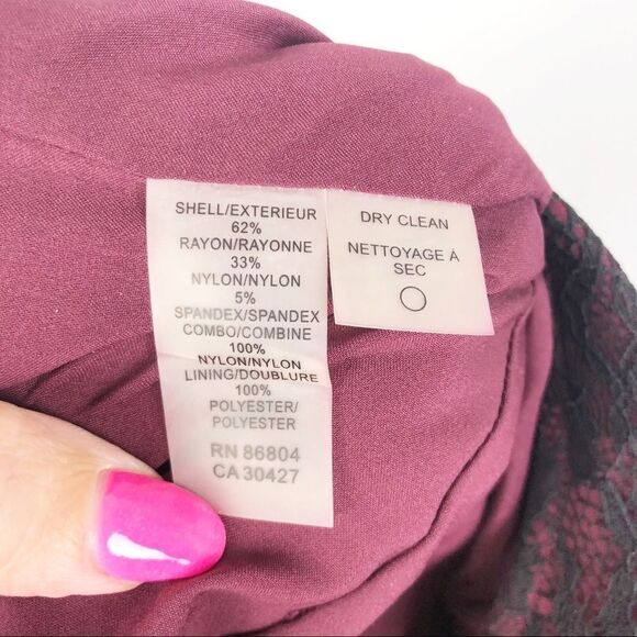 MAGASCHONI | Lace Panel Shift Dress Burgundy Black Women’s Size 10 - Picture 9 of 9